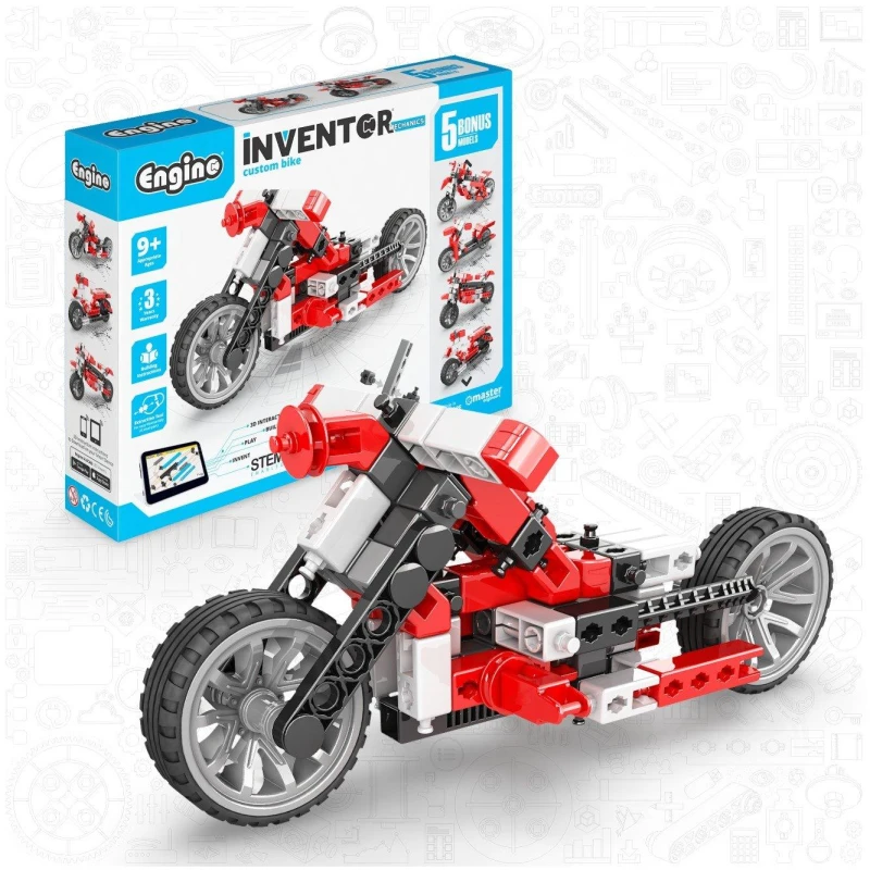 Image of Engino Inventor Mechanics Custom bike w 5 Models Red unisex