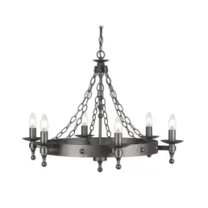 Image of 6 Bulb Chandelier Wrought Iron Style Chain Graphite Finish Black LED E14 60W