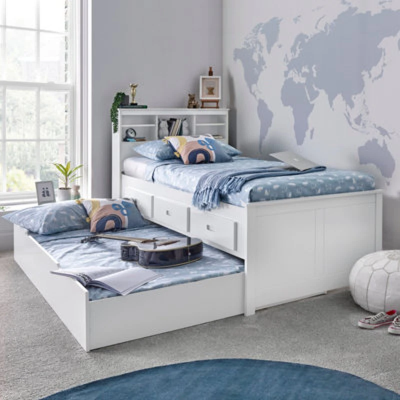Image of Bedmaster Venus Guest Bed With Drawers No Trundle With Spring Mattress White