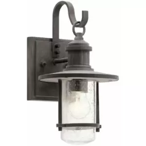 Image of Loops - Outdoor IP44 1 Bulb Wall Light Lantern Weathered Zinc LED E27 60W