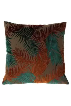 Image of Palm Grove Velvet Jacquard Fern Cushion