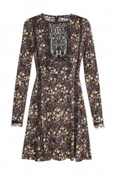 Image of French Connection Hallie Drape Flared Dress Black