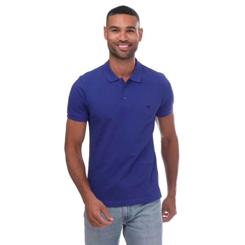 Image of Armani Short Sleeve Polo Shirt - Blue Blue S