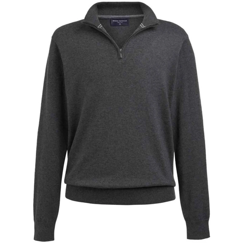 Image of Brook Taverner Brook Taverner Men Copenhagen Quarter Zip Jumper in Charcoal Size: Small Charcoal S Male 5063693803650