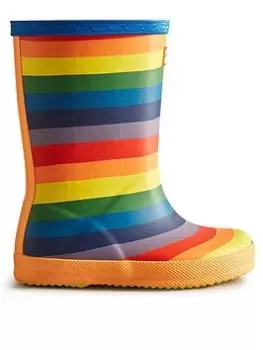 Image of Hunter First Classic Rainbow Wellington Boot, Multi, Size 10 Younger