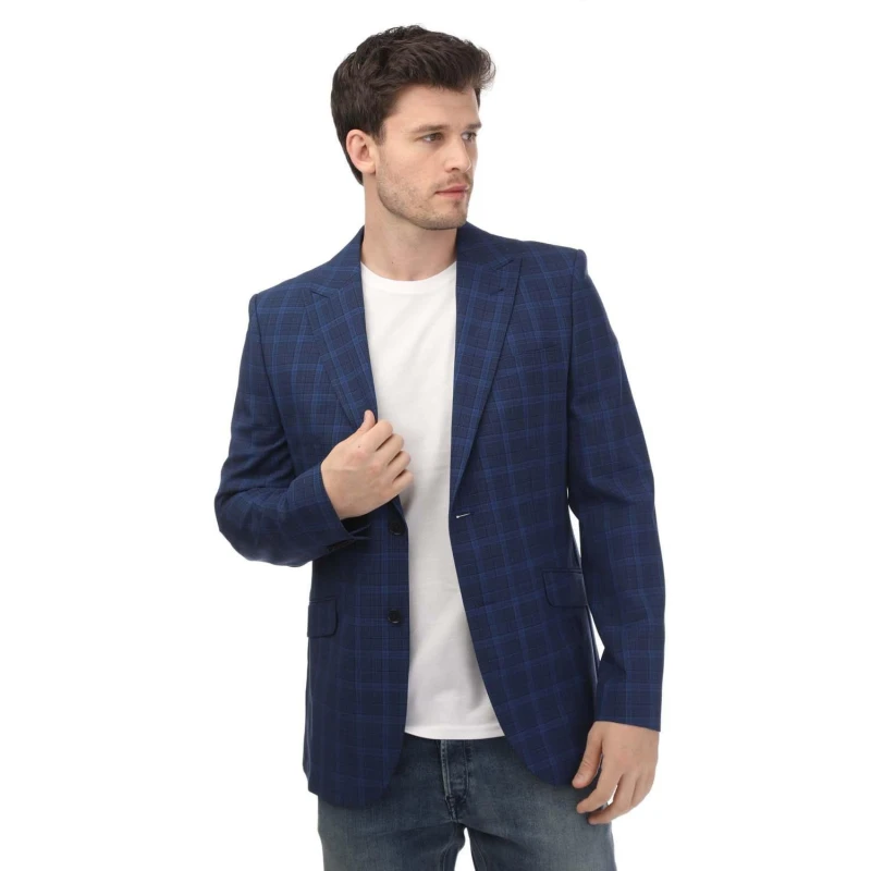 Image of Ted Baker Apolloj Slim Fit Wool Silk Blazer Jacket - Blue Blue M