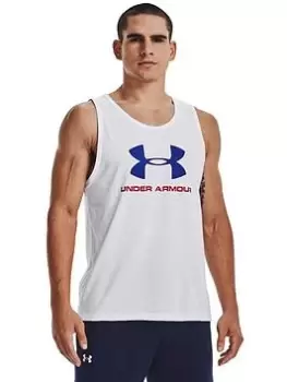Image of Under Armour Training Sportstyle Logo Tank - White, Size S, Men