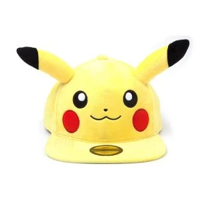 Image of Pokemon - Pikachu Plush with Ears Snapback Baseball Cap (Yellow/Black)