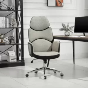 Image of Vinsetto Modern Office Chair Ergonomic Thick Padding High Back Armrests Height Adjustable Rocking w/ 5 Wheels Swivel Home Office Beige Grey