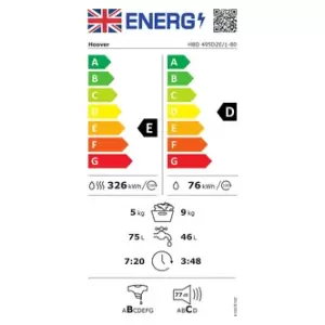 Image of Hoover HBD495D2E 9KG 5KG 1400RPM E Rated Integrated Washer Dryers