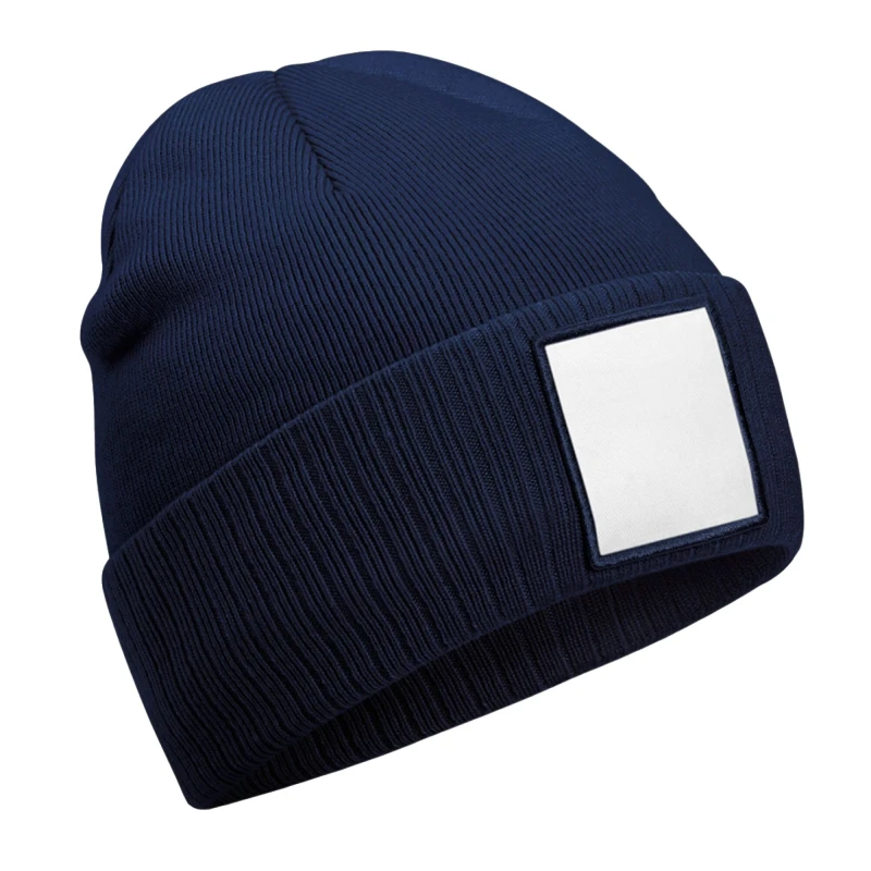 Image of Beechfield Beechfield Men Patch Applique Beanie in Navy Navy One Size Male 5063574673808