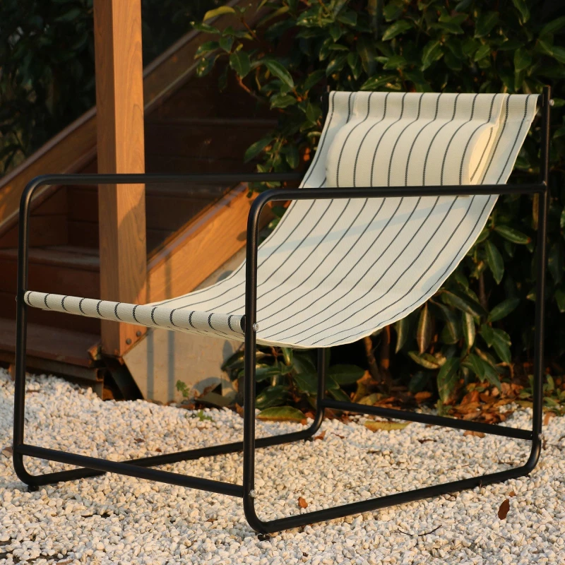 Image of Linea Metal Sling Garden Chairs Black/Beige unisex One Size