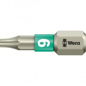 Image of Wera Torsion Stainless Steel Torx Screwdriver Bit T9 25mm Pack of 1