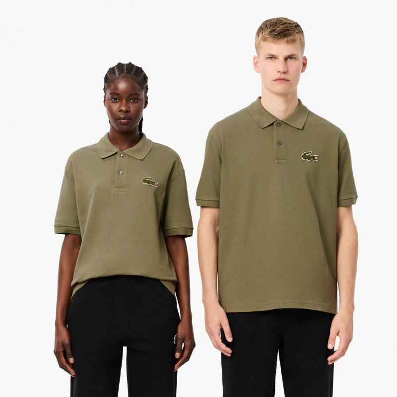 Image of Lacoste Loose Fit L.12.12 Piqu Badge Polo Shirt Khaki male 2XS