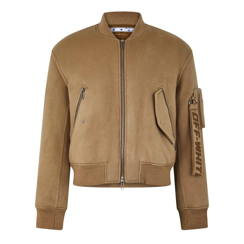 Image of Off White Mens Lightweight Zip Bomber Jacket Camel male S (46)