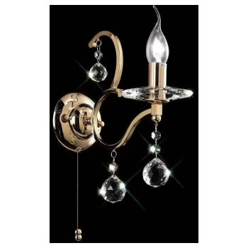 Image of Zinta wall light with switch 1 Golden / crystal bulb