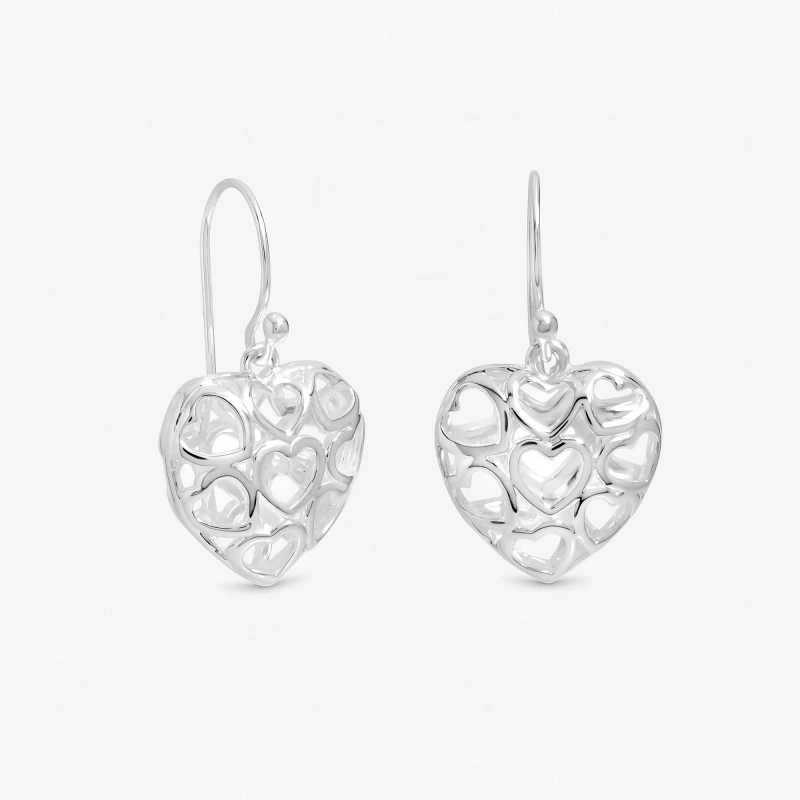 Image of Inicio Sterling Silver Plated Filagree Heart Earrings Silver female One Size