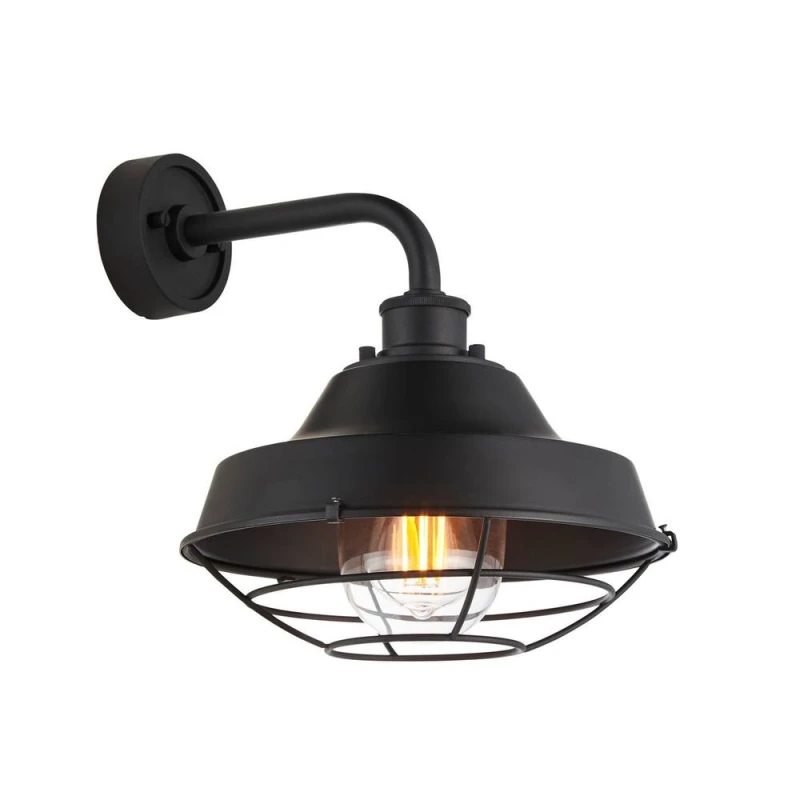 Image of Brindisi Outdoor Dome Wall Lamp Textured, Matt Black, Clear Glass