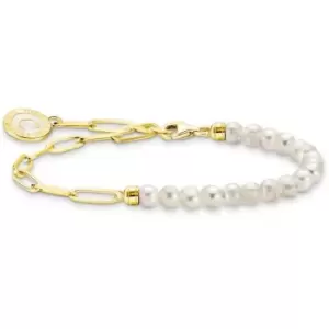Image of Thomas Sabo Ladies Thomas Sabo Half Pearl Charmista Bracelet - Silver