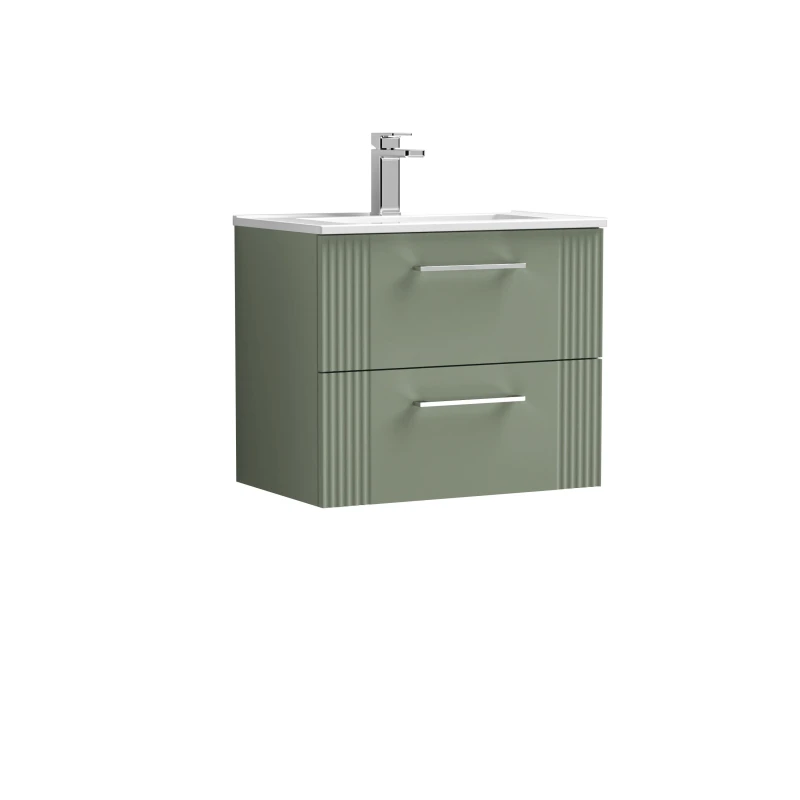 Image of Balterley 2 Drawer Wall Hung Vanity Unit with Minimalist Basin Green 600mm Green