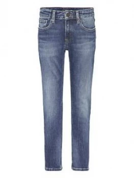 Image of Tommy Hilfiger Boys Spencer Slim Flag Jean - Mid Wash