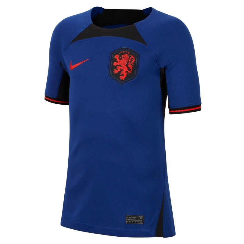 Image of Nike Netherlands Stadium Away Shirt 2022 Juniors - Blue Blue 7 - 8 Years