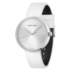 Image of Calvin Klein Top Lady Quartz Silver Dial White Leather Strap Ladies Watch KBL231L6