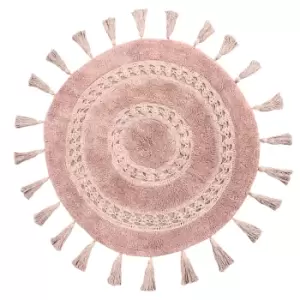 Image of Circle Tassel Bath Mat Blush
