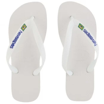Image of Havaianas Unisex Brasil Logo Flip Flops - White - EU 45-46/UK 12-13 - White