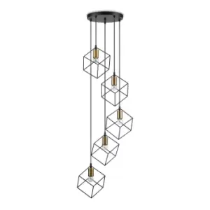 Image of Ice Indoor 5 Lights Cage Cluster Drop Ceiling Pendant Lamp Black, E27