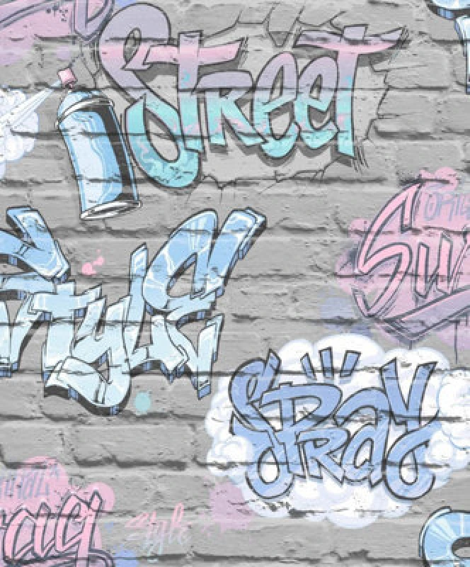 Image of Muriva Street Style Wallpaper, Light Grey