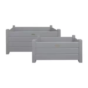 Image of Esschert Design Set of 2 Rectangle Planters - Grey