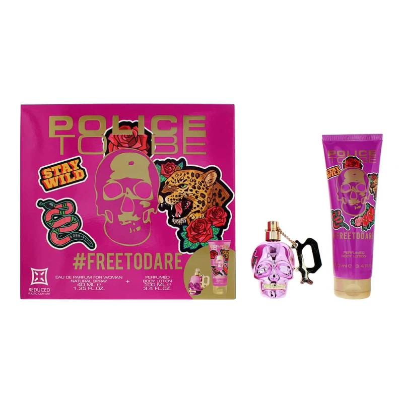 Image of Police To Be #Freetodare Women Gift Set : Eau de Parfum - 40ml Spray +40ml - Body Lotion 100ml