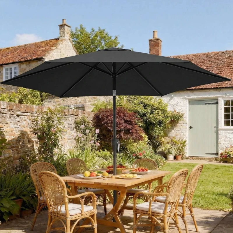 Image of OUTSUNNY Garden Parasol, 2m Outdoor Table Parasol Umbrella with Tilt in Black Unisex