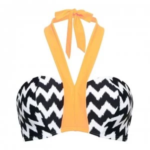 Image of Figleaves Underwired Halter Strap Bandeau Top - BLACK/WHITE