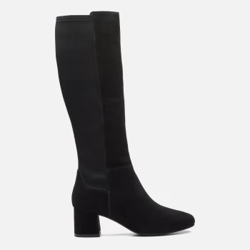 Image of Clarks Womens Sheer 55 Hi Suede Heeled Knee High Boots - Black - UK 6