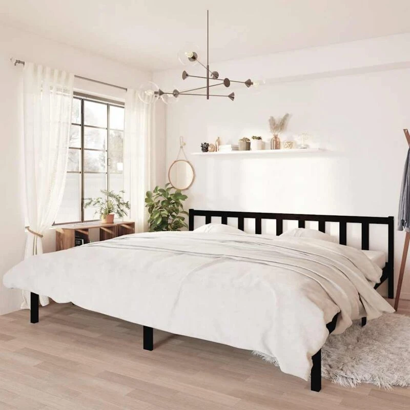 Image of VIDAXL 810106 Bed Frame without Mattress Black Solid Wood 200x200cm vidaXL 8720286671832