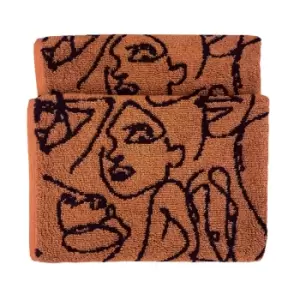 Image of Furn. Everybody Abstract Cotton Jacquard Hand Towel Pecan