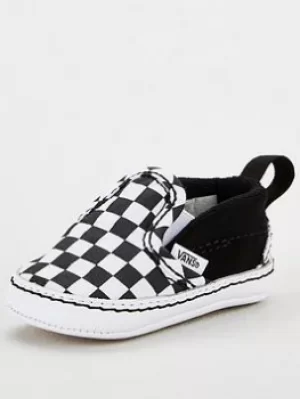 Image of Vans Slip-on Checkerboard Velcro Crib, Black/White, Size 0