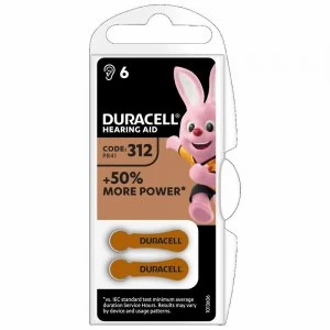 Image of Duracell Hearing Aid 312 Batteries 6 Pack