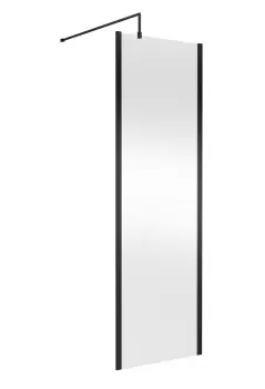 Image of Hudson Reed 700mm Outer Framed Wetroom Screen With Support Bar - Matt Black