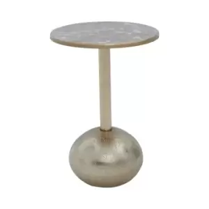 Image of Globe Pedastal Gold Side Table with Mosaic Top
