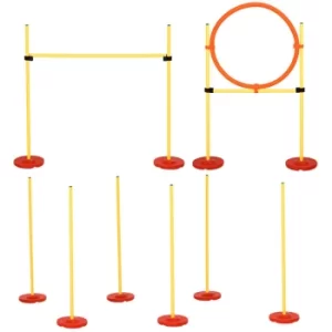 Image of PawHut Portable Pet Agility Training Obstacle Set for Dogs w/ Adjustable High Jumping Pole, Jumping Ring, Turnstile poles