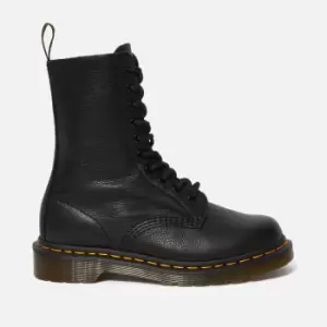 Image of Dr. Martens Womens 1490 Virginia Leather 10-Eye Boots - Black - UK 4