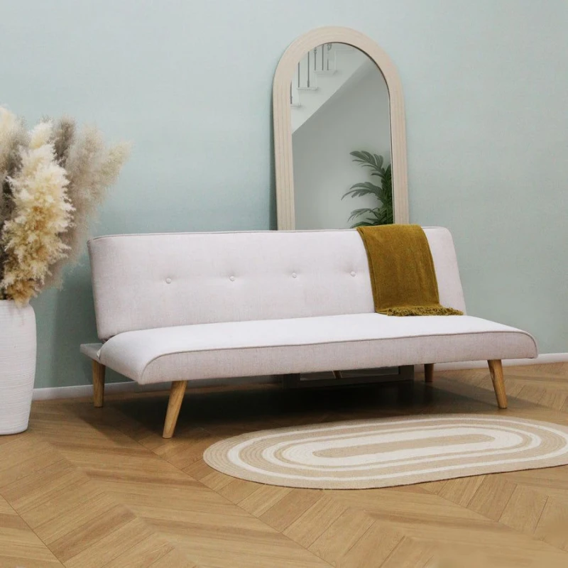 Image of Home Garden Direct Lucca - Click clack Sofa Bed in Premium Textured Linen 3 Seater in Light Grey Light Grey Unisex 3 Seater