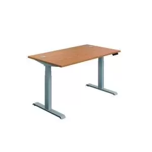 Image of First SitStand Desk 1200x800x630-1290mm Nova OakSilver KF820574