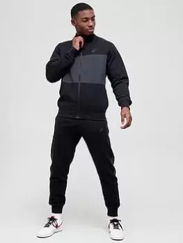 Image of Nike NSW Contrast Zip Fleece Tracksuit - Black, Size S, Men