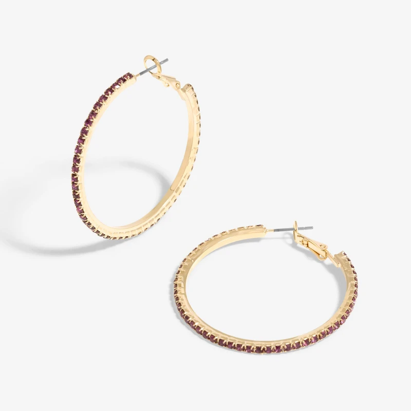 Image of Mood Gold Amethyst Cupchain Fine Hoop Earrings Gold