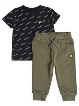 Image of Lyle & Scott Toddler Boys Print T-Shirt And Jog Set - Black/Grey