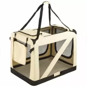 Image of Dog crate foldable - dog cage, pet carrier, puppy crate - XXL / 90 x 62 x 63cm - beige